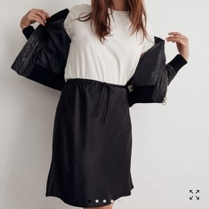 Madewell Drawstring Mini Slip Skirt Black XS